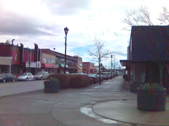 Main Street in Cloverdale, Surrey, showing heritage-style buildings and the traditional small-town main street.